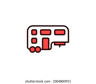 Icono de línea de caravana. Símbolo vectorial en estilo plano y a la moda sobre fondo blanco. Cantar de viajes para diseño.