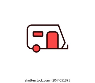 Caravan line icon. Vector symbol in trendy flat style on white background. Travel sing for design.