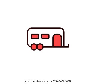 Caravan line icon. Vector symbol in trendy flat style on white background. Travel sing for design.