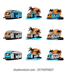 caravan logo design, caravan truck logo,holiday logo design,beach,waves,water,event,truck,car,caravan,transportation,vehicle,vector,trailer,transport,logo,van,camper,illustration,adventure,travel,rv