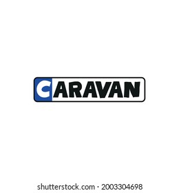 Caravan logo in the form of a license plate. Vector