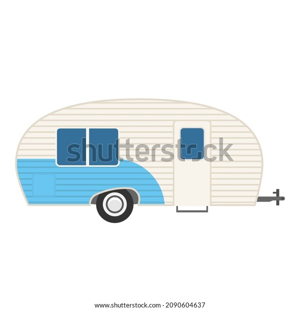 Caravan. Modern camper trailer.
Towed trailer without car. Mobile home. Vector
illustration.