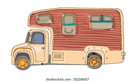caravan - motor home - cartoon