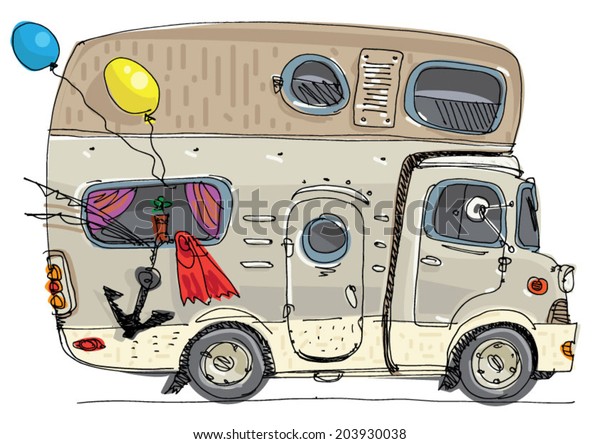 caravan - motor home -\
cartoon