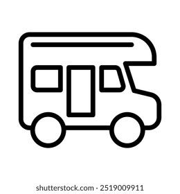 Caravan, motorhome icon in thin line style vector illustration graphic design