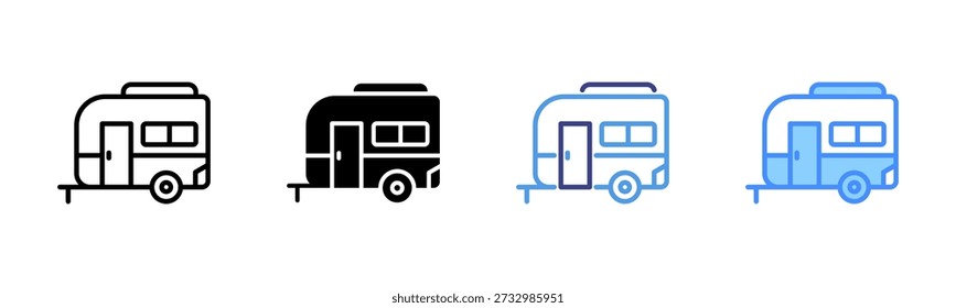 Conjunto de iconos de estilo múltiple de caravana