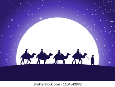caravan Muslim ride camel to mosque
