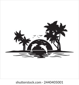 Caravan Nature black Vector Silhouette