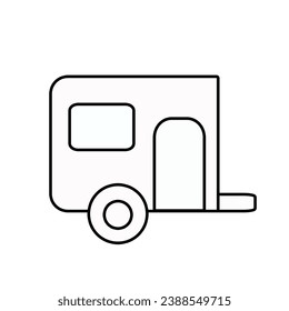 Caravan outline icon. Isolated on white background. Vector illustration.