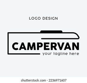 Caravan outline vector design. minimalistic design for campervan logo design. Editable and colorable vector effect.