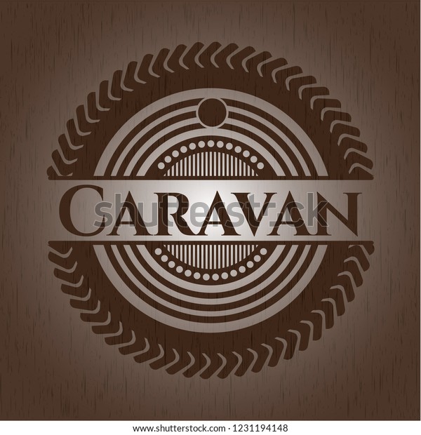Caravan retro style wood\
emblem