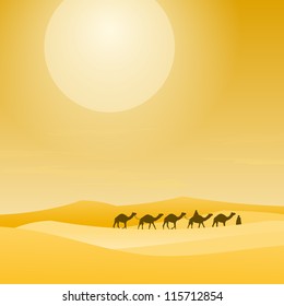 Caravan With Sand Dunes - Layers of visible sand hills and camel trip with guide