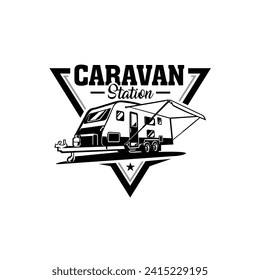 Caravan Station Ready Made Emblem Logo Vector Isolated. Best for Caravan Motorhome Trailer Related Industry