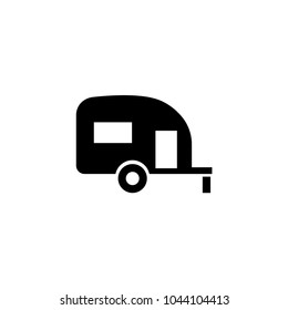 Caravan Trailer Home. Flat Vector Icon. Simple Black Symbol On White Background