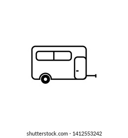 Caravan trailer home icon vector, filled flat sign, solid pictogram isolated on white. Mobile trailer house symbol, logo illustration.