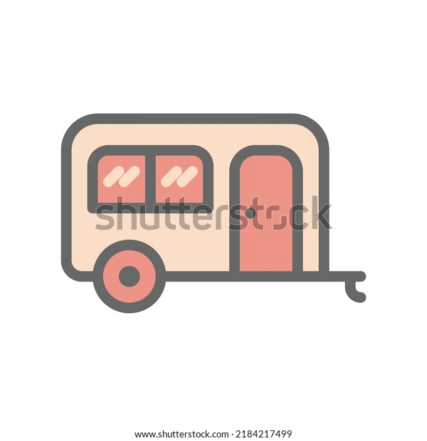 Caravan trailer\
icon in colorful filled\
style