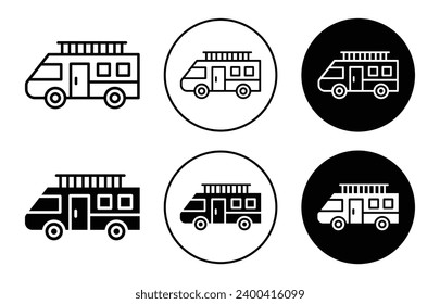 Caravan trailer icon. comfortable camper van car or truck for travel outdoor symbol vector. caravan rv camp trip van trailer for vacation sign. caravan trailer campervan logo mark