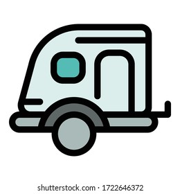 Caravan trailer icon. Outline caravan trailer vector icon for web design isolated on white background