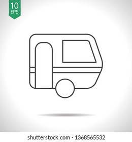 Caravan trailer illustration. Traveling simple vector icon.
