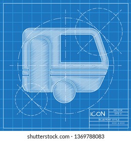 Caravan trailer illustration. Traveling simple vector icon.