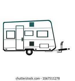 caravan trailer isolated on blue lines