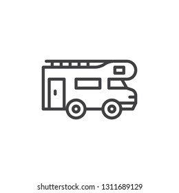 Caravan trailer line icon. linear style sign for mobile concept and web design. Camping car, Campervan outline vector icon. Symbol, logo illustration. Pixel perfect vector graphics