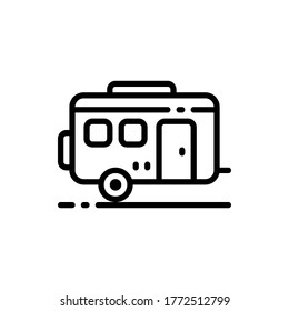 Caravan trailer outline icons. Vector illustration. Editable stroke. Isolated icon suitable for web, infographics, interface and apps.