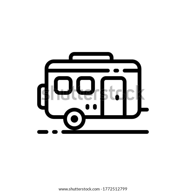 Caravan trailer outline icons. Vector illustration.\
Editable stroke. Isolated icon suitable for web, infographics,\
interface and apps.