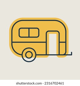 Icono aislado del vector del remolque de caravana. Señal de campamento. Símbolo gráfico del sitio web de viajes y turismo y diseño de aplicaciones, logotipo, aplicación, interfaz de usuario