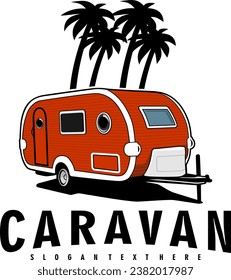 caravan truck classic logo design vector	