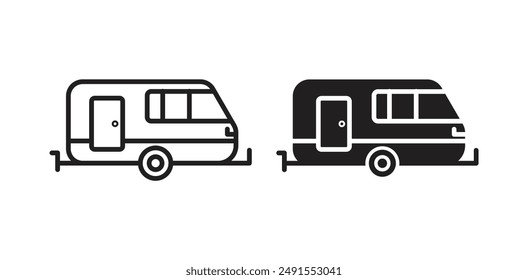 caravan vector vector icon set in black color.