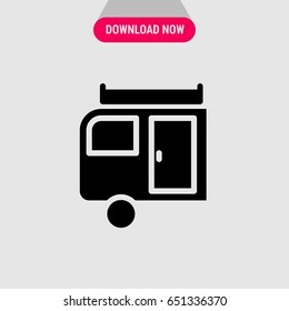 Caravan Vector Icon, A wheeled vehicle for living or travelling in symbol. Simple, modern flat vector illustration for mobile app, website or desktop app 