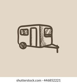 Caravan vector sketch icon isolated on background. Hand drawn Caravan icon. Caravan sketch icon for infographic, website or app.