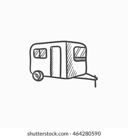 Caravan vector sketch icon isolated on background. Hand drawn Caravan icon. Caravan sketch icon for infographic, website or app.