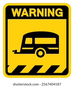 Caravan Warning Sign, Vector Illustration, Isolate On White Background Label.EPS10