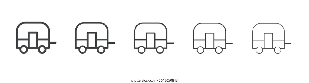 Caravan wheels icon flat simple outline logo