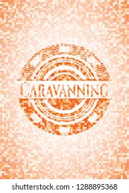 Caravanning abstract orange mosaic emblem