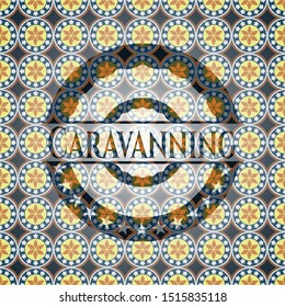 Caravanning arabesque emblem. arabic decoration.