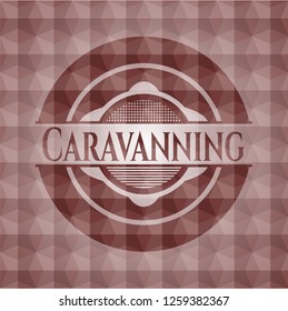 Caravanning red seamless geometric badge.