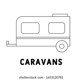 Caravans flat icon. Single high quality outline symbol of recreation for web design or mobile app. Thin line signs of caravans for design logo, visit card, etc.