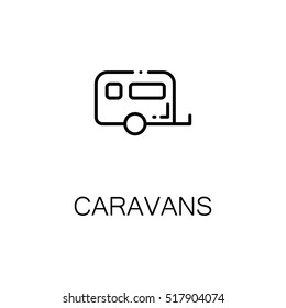 Caravans flat icon. Single high quality outline symbol of recreation for web design or mobile app. Thin line signs of caravans for design logo, visit card, etc. 