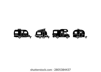 Caravans Silhouette Vector Icon Set
