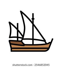 caravel antigo navio ícone de cor vetor. caravel antigo navio sinal. símbolo isolado ilustração