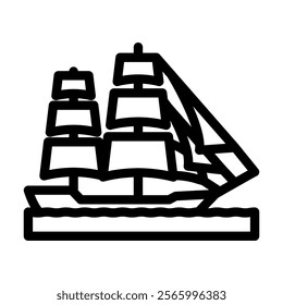 caravel ancient ship line icon vector. caravel ancient ship sign. isolated contour symbol black illustration