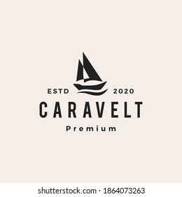 caravel boat hipster vintage logo vector icon illustration