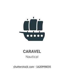 Caravel glyph icon vector on white background. Flat vector caravel icon symbol sign from modern nautical collection for mobile concept and web apps design.