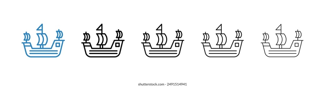 Caravel icon in black and blue