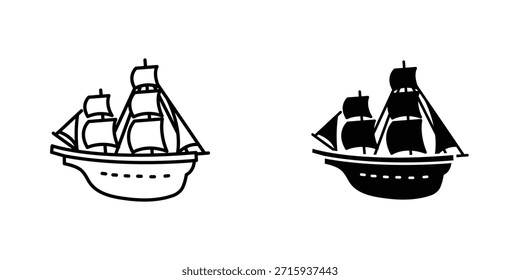Colección de diseño de icono de carabela. Signo y Vector para diseños de interfaz de usuario