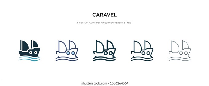 caravel icon in different style vector illustration. two colored and black caravel vector icons designed in filled, outline, line and stroke style can be used for web, mobile, ui