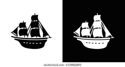 Caravel ícone silhueta vetor plana ilustração design pack.